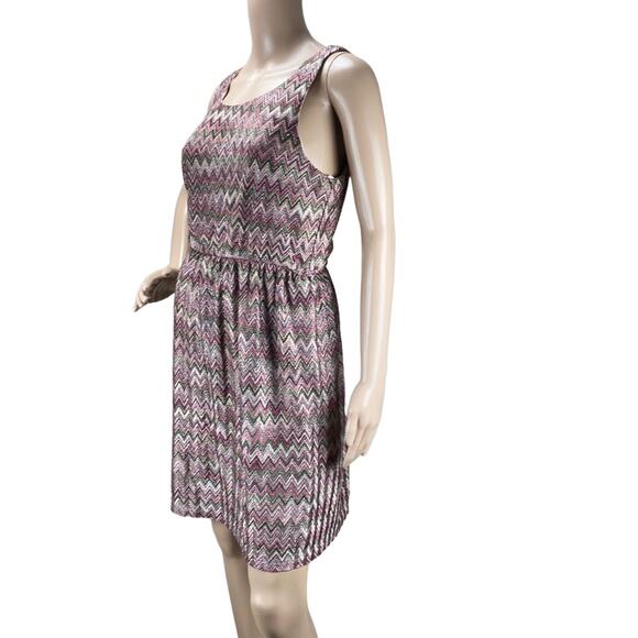 Lily Rose Women Multicolored Chevron Knit Sleeveless Scoop Neck Dress Size XL - Picture 3 of 5
